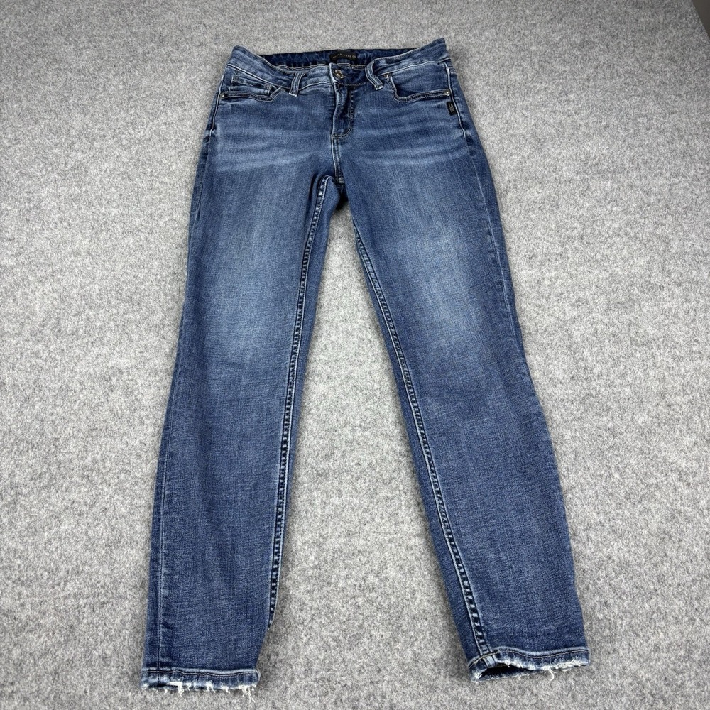 Silver Jeans Co Suki Skinny Jeans Womens 29x29 (Fits 27x28) Dark Wash Distressed